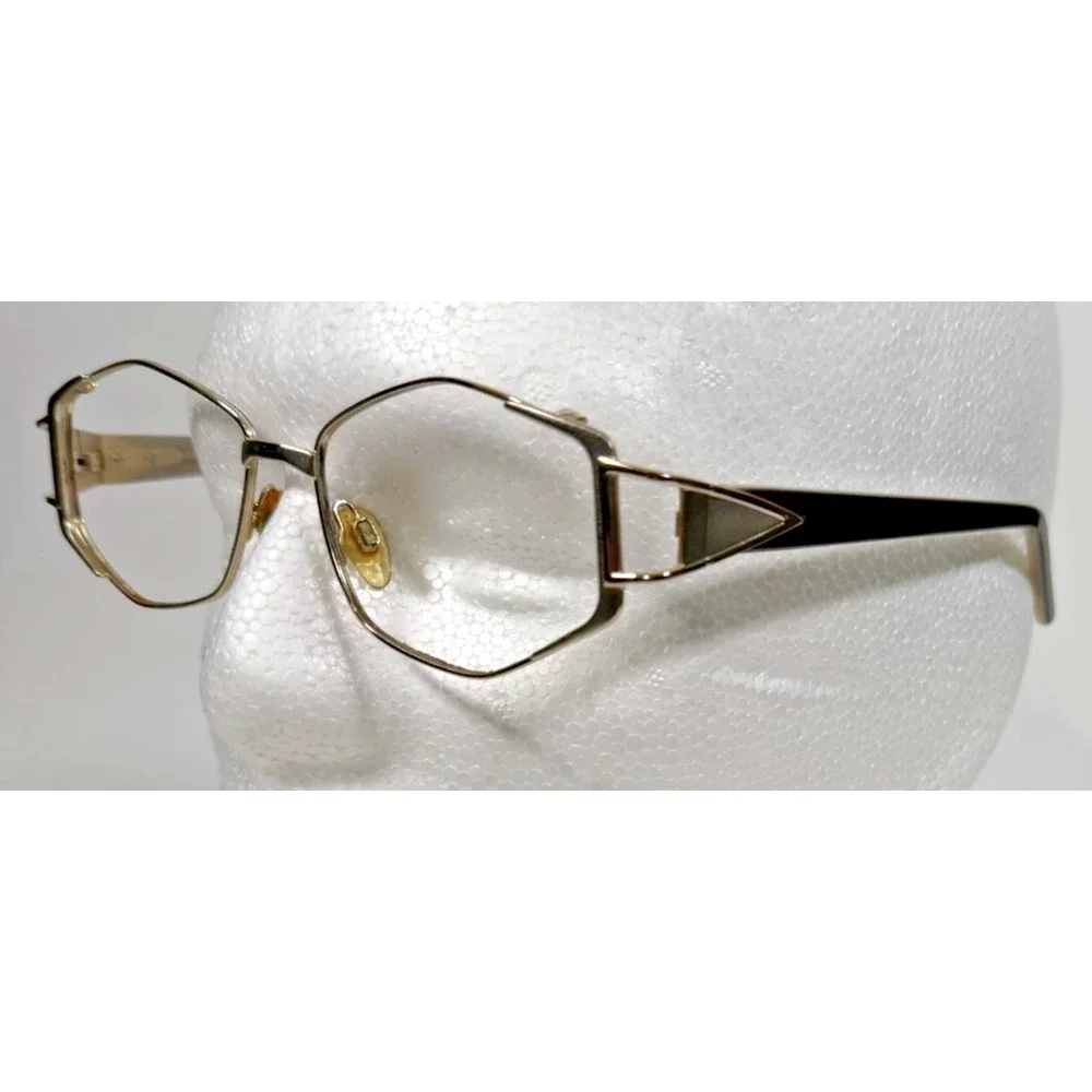 Bella Italia Eyeglass Frame Womens 53-19-130 Gold Silver Hexagonal Geometric 311